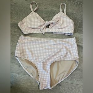 Albion Pink check off the hook top and pink check waisted bottoms
